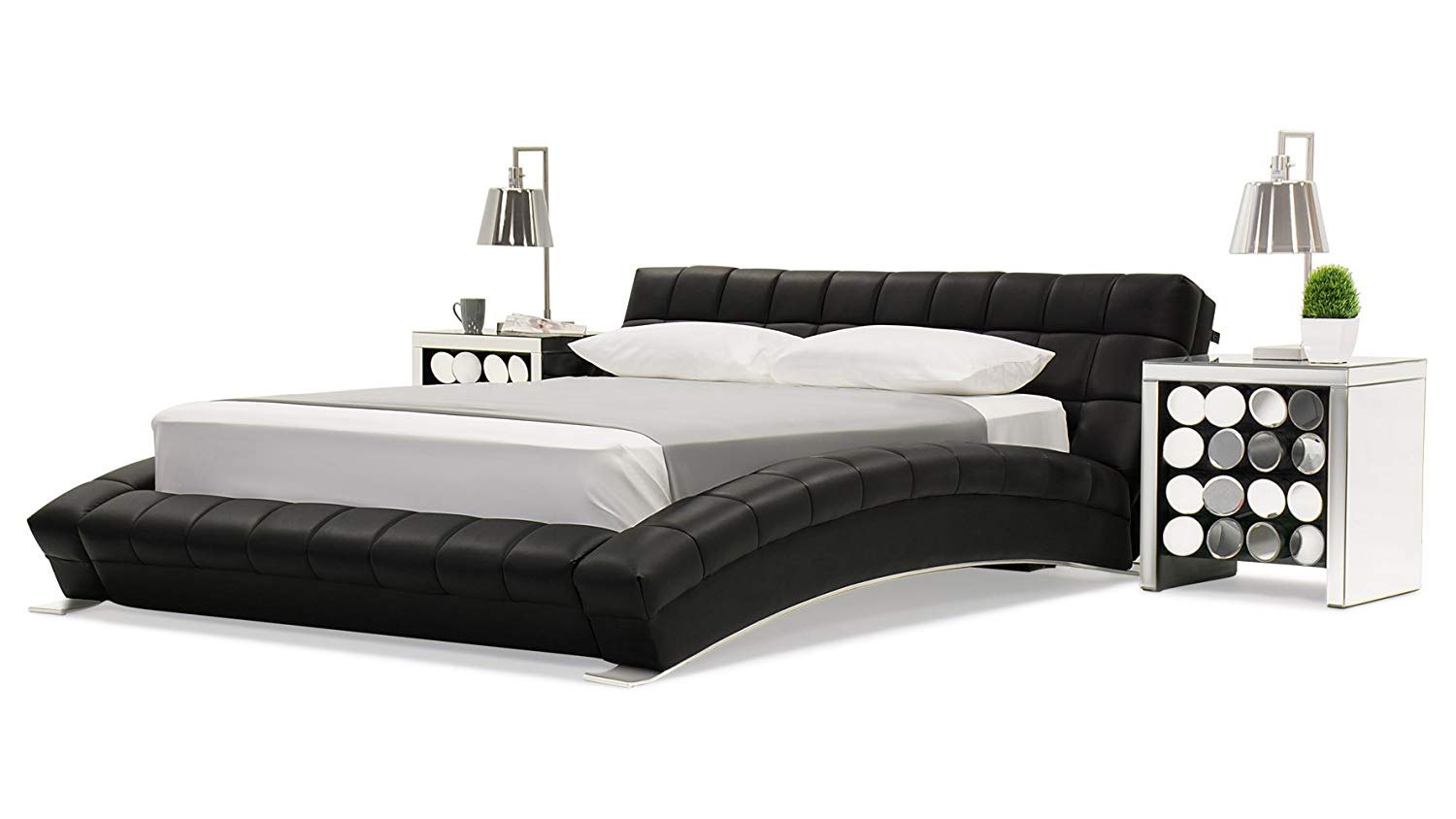Modern Leather Platform Bed by Zuri Furniture