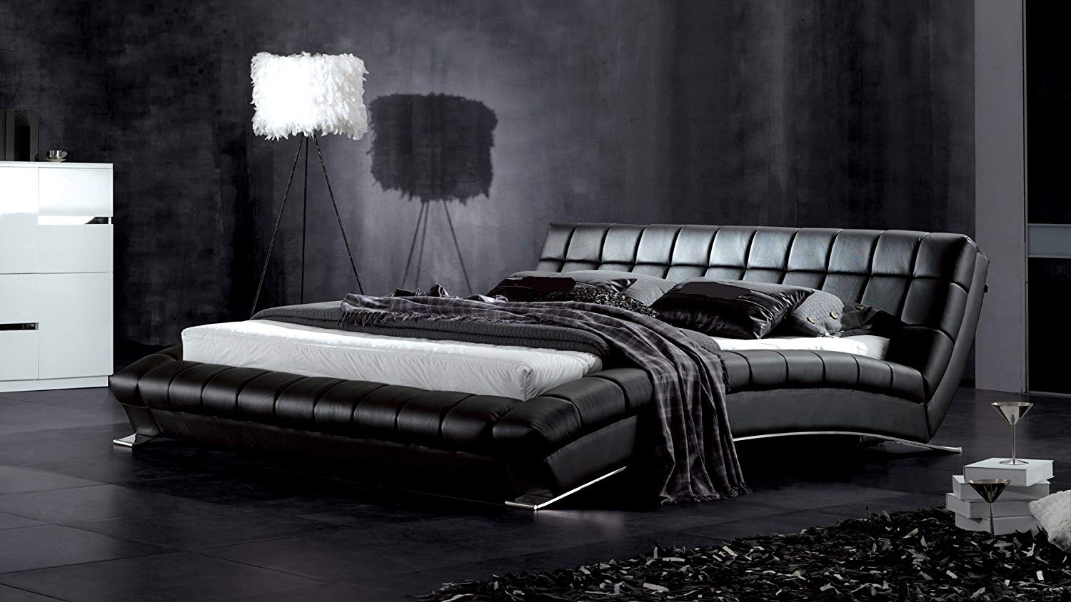 Tufted Leather Platform Bed by Zuri Furniture