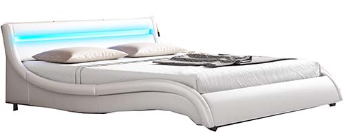 Curved Style Platform Bed with LED Lights by Keyluv