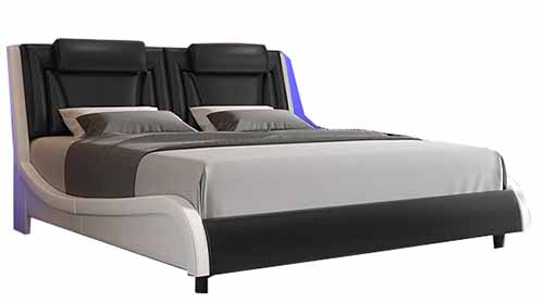 Modern Upholstered Bed Frame with Adjustable LED Headboard By Keyluv