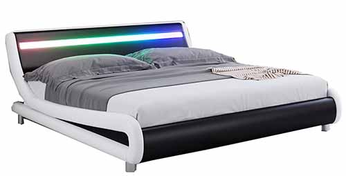 Upholstered Modern Platform Bed with LED Light by Keyluv
