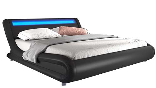 Upholstered Modern Platform Bed with LED Light by SHA CERLIN
